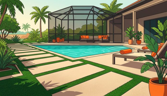 Artificial Grass Between Pavers for Florida Pool Areas