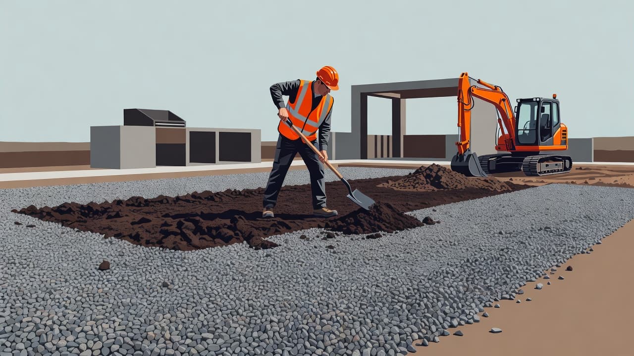 Paver pad outdoor kitchen excavation and compacted base