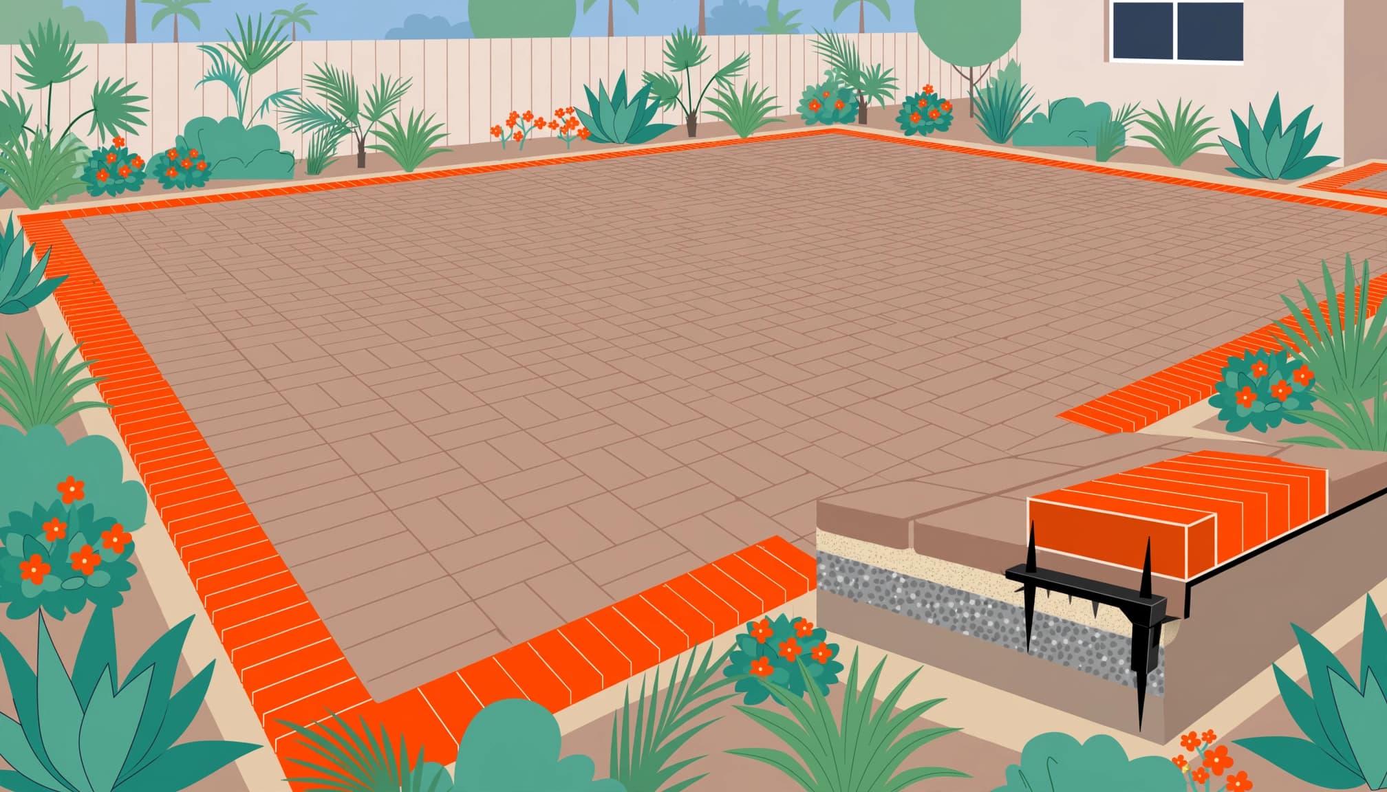 Paver Patio Border: Soldier Course & Edge Support