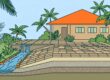 Pavers sit over compacted layers as a drainage channel carries rain away from a Florida home.