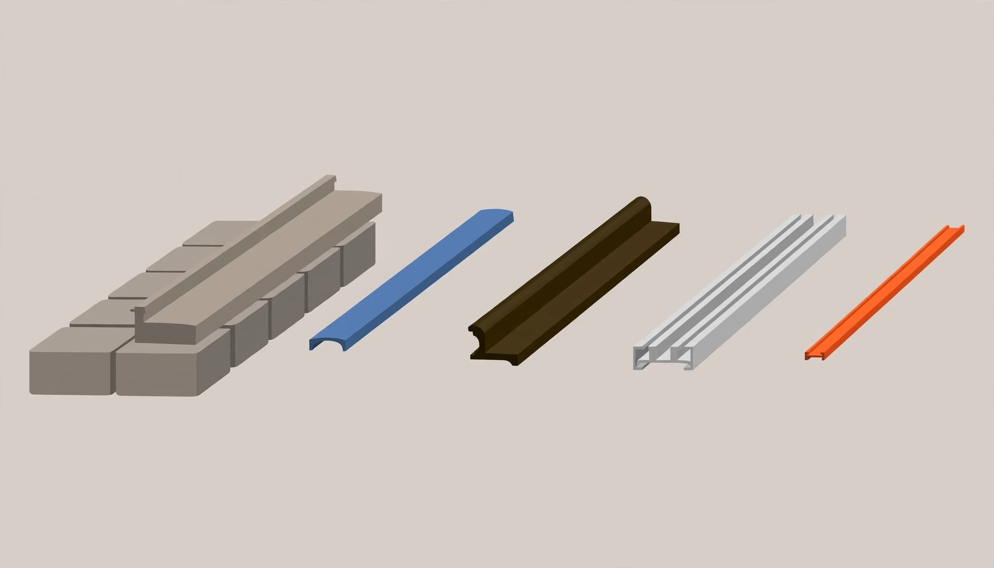 Illustrated patio door sill, threshold, cover, rail, and barrier strip shown as separate components.